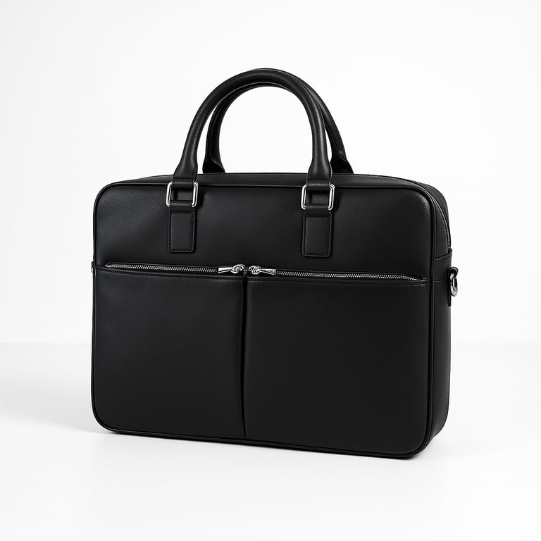 Leather Laptop Messenger Bag - Black Cross Body Briefcase | Professional