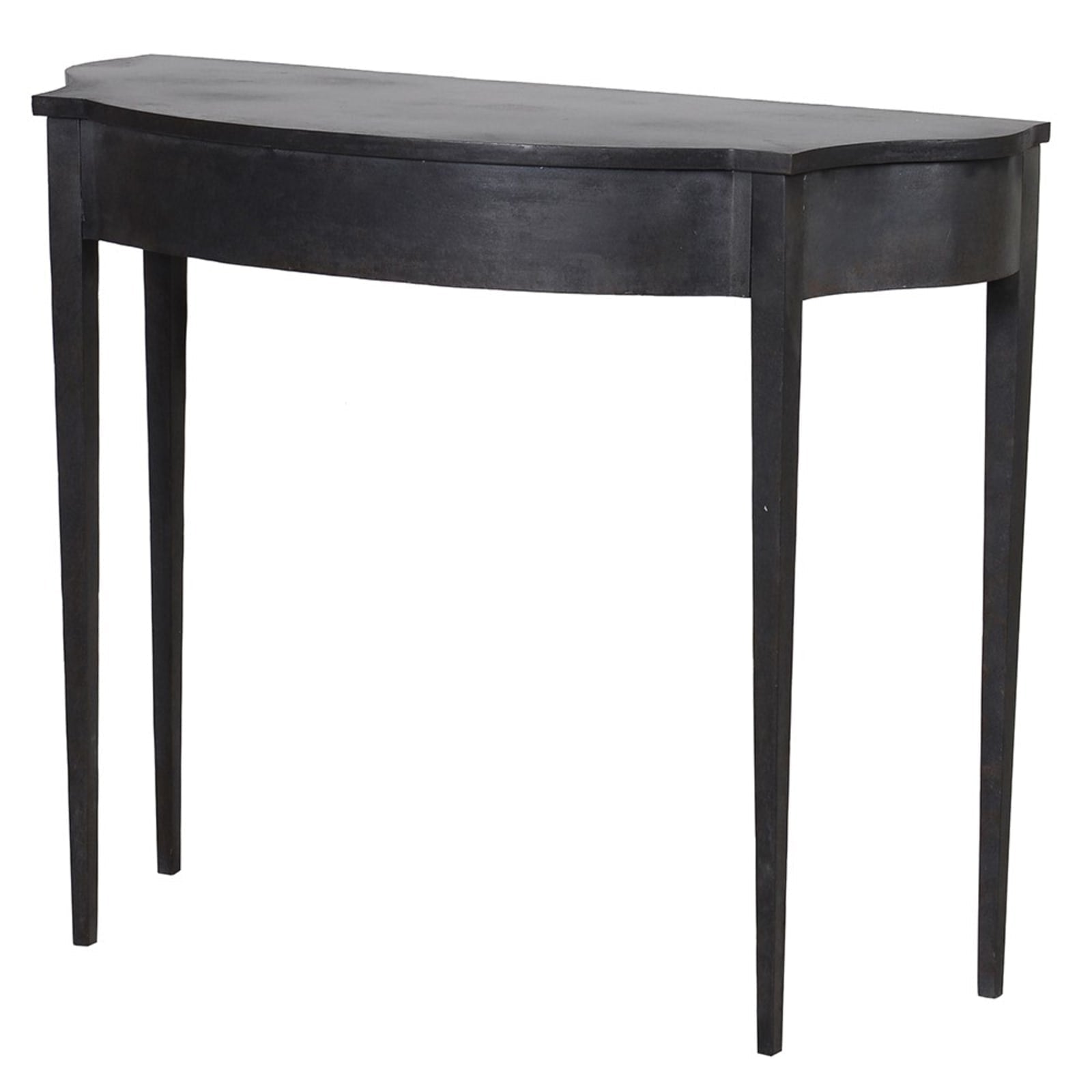 Black Elegant Demi Lune Aged Metal Console Table