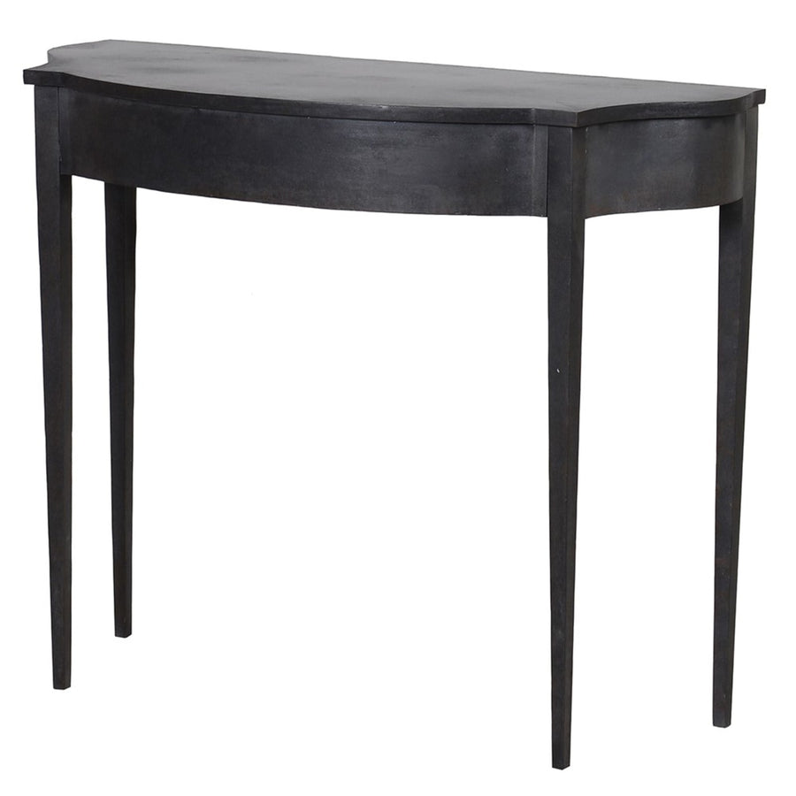 Black Elegant Demi Lune Aged Metal Console Table