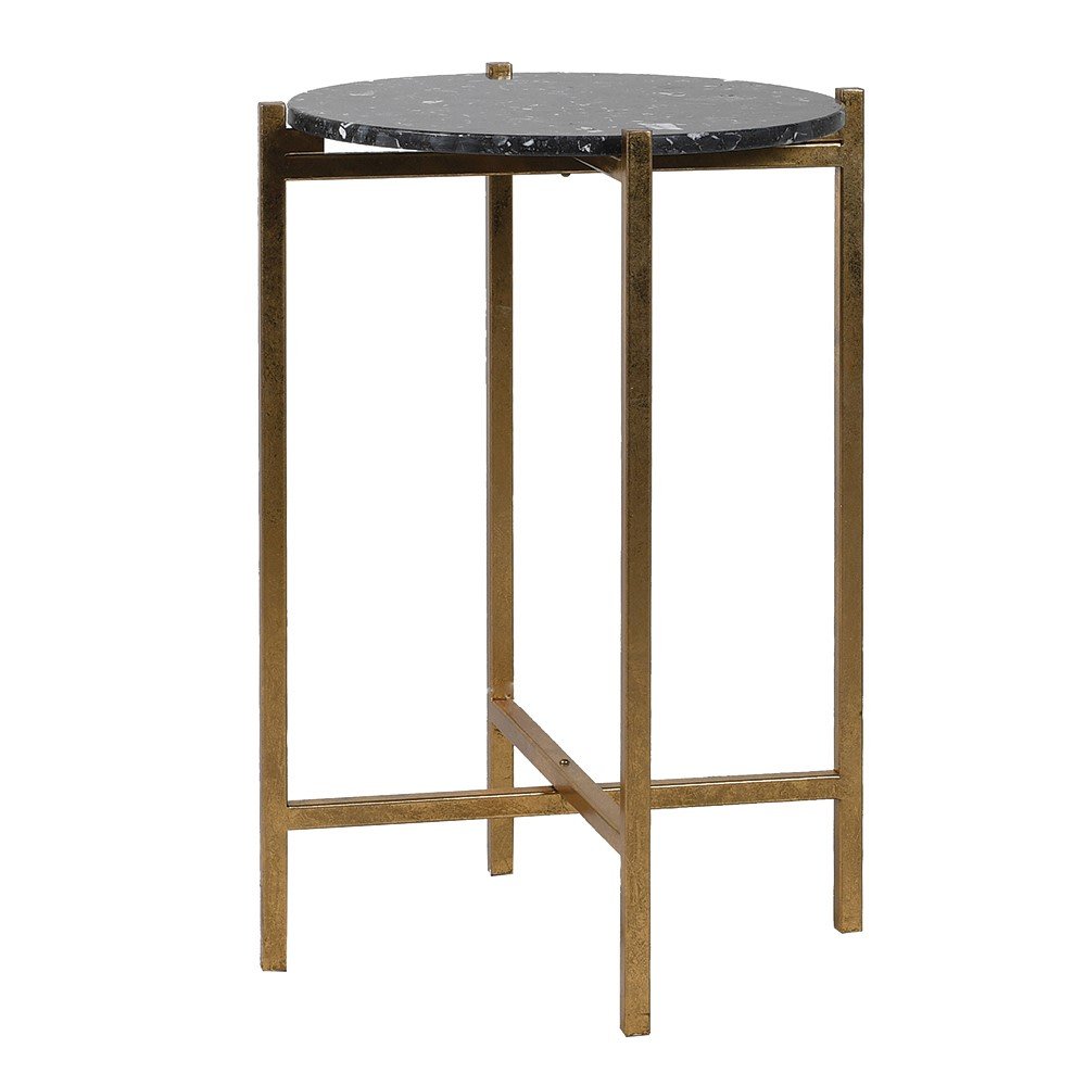 Black Faux Marble Top Side Table - LUXONAS