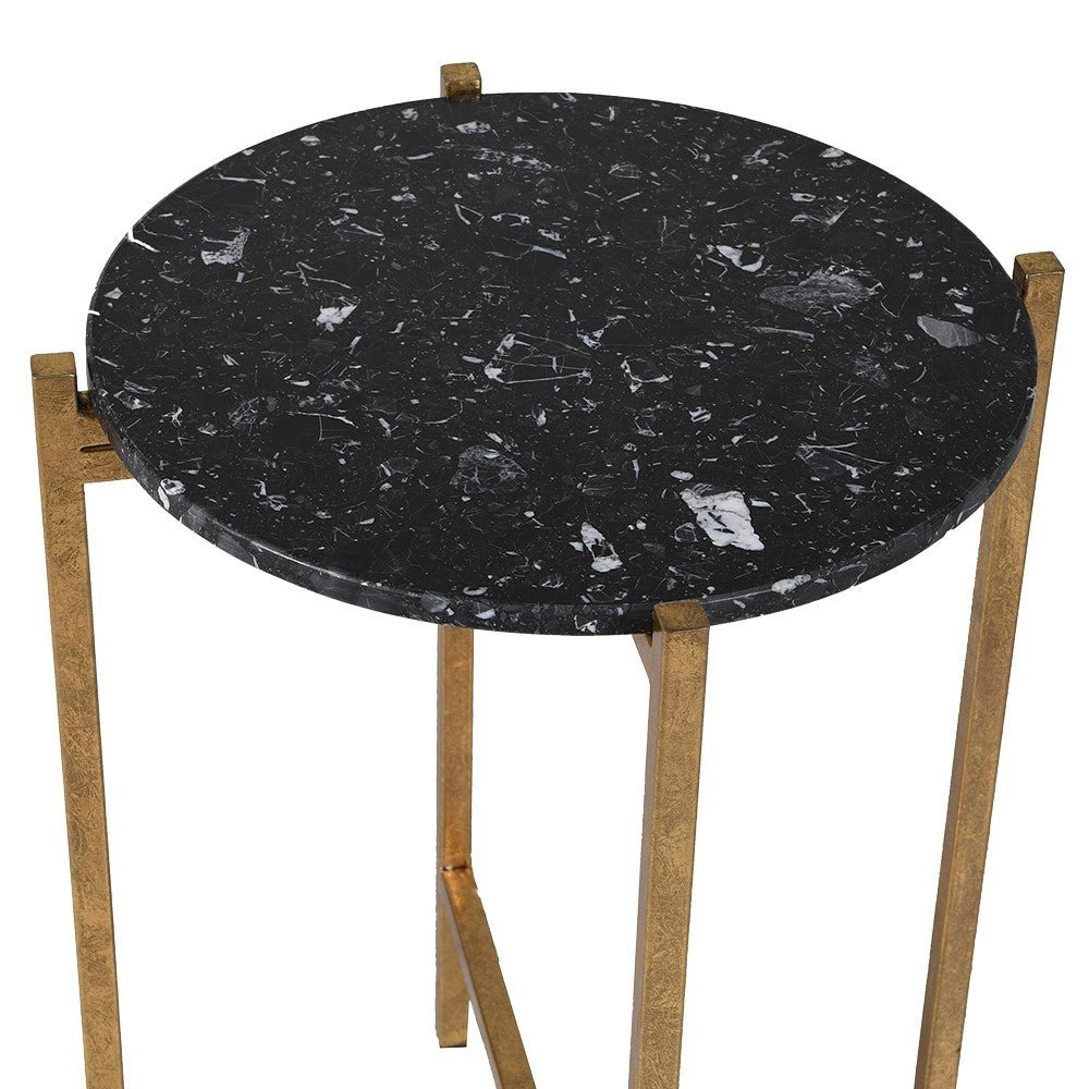 Black Faux Marble Top Side Table - LUXONAS
