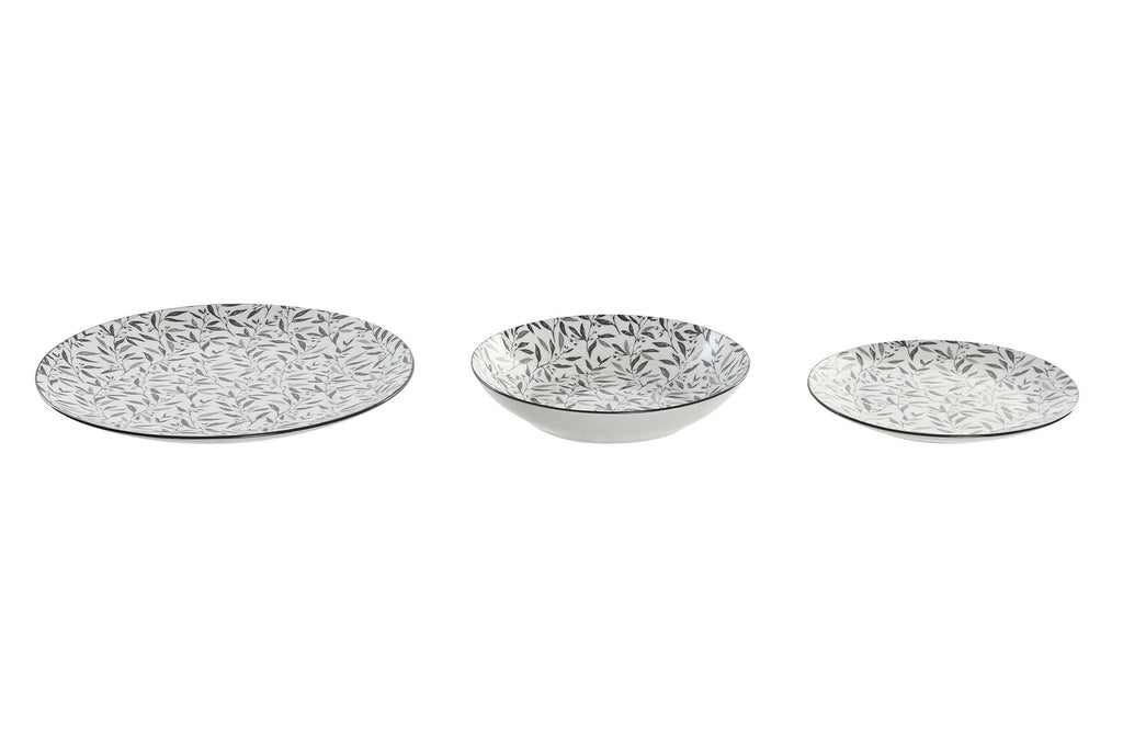 Black Floral Porcelain 18pcs Dinner Set - LUXONAS
