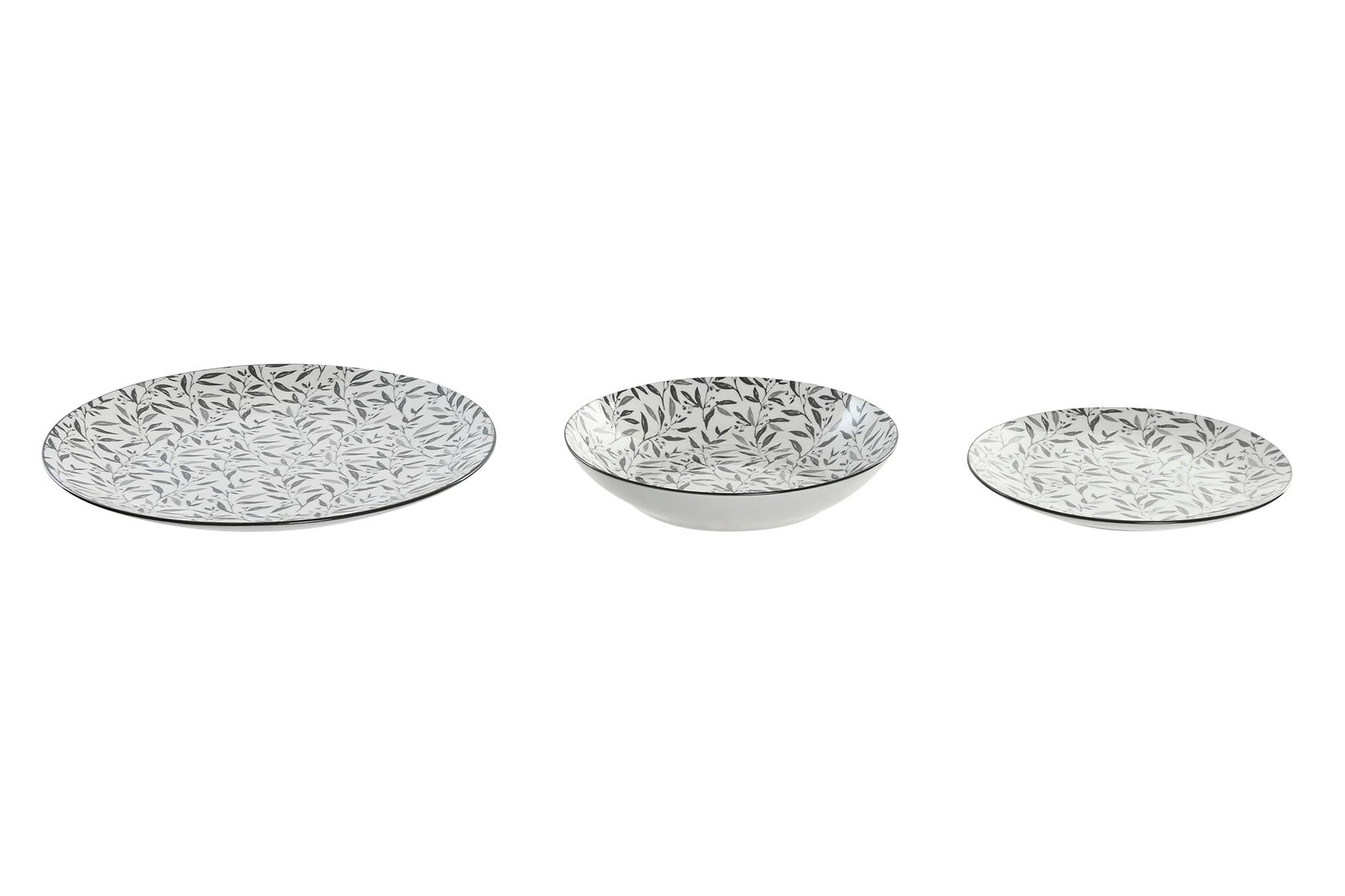 Black Floral Porcelain 18pcs Dinner Set - LUXONAS