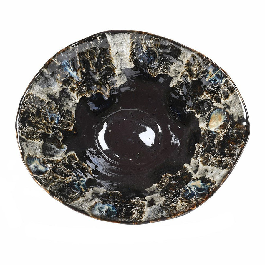 Black Fossil Ceramic Decorative Bowl