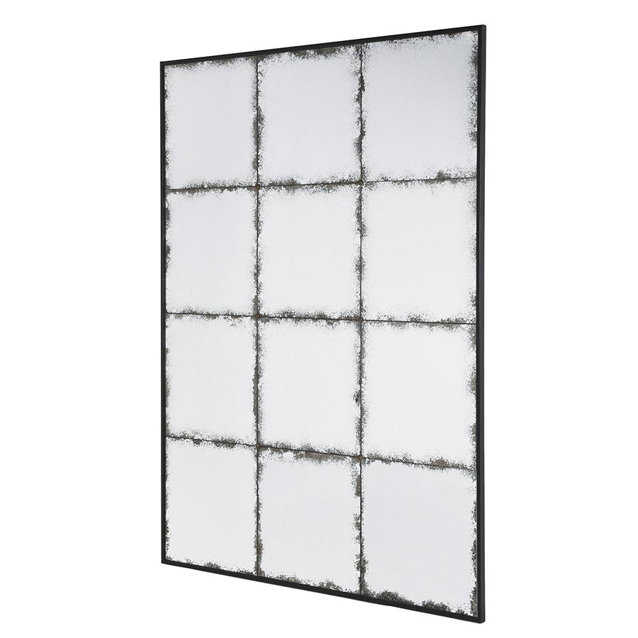 Black Frame Antique 12 Panel Wall Mirror