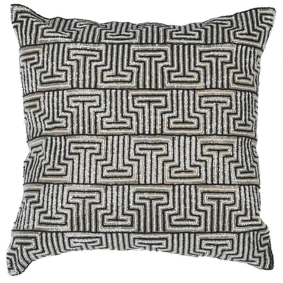 Black & Gold Beaded Cushion - LUXONAS