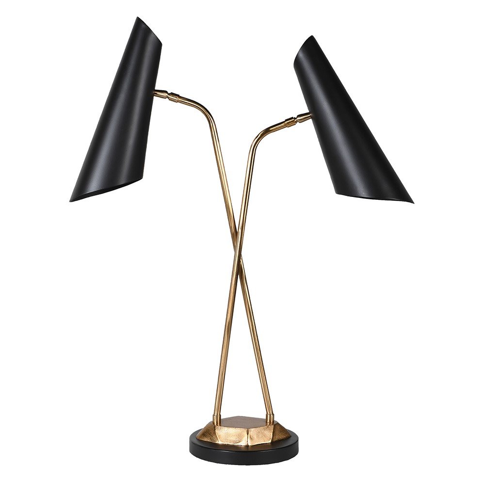 Black & Gold Dual Shade Desk Lamp - LUXONAS