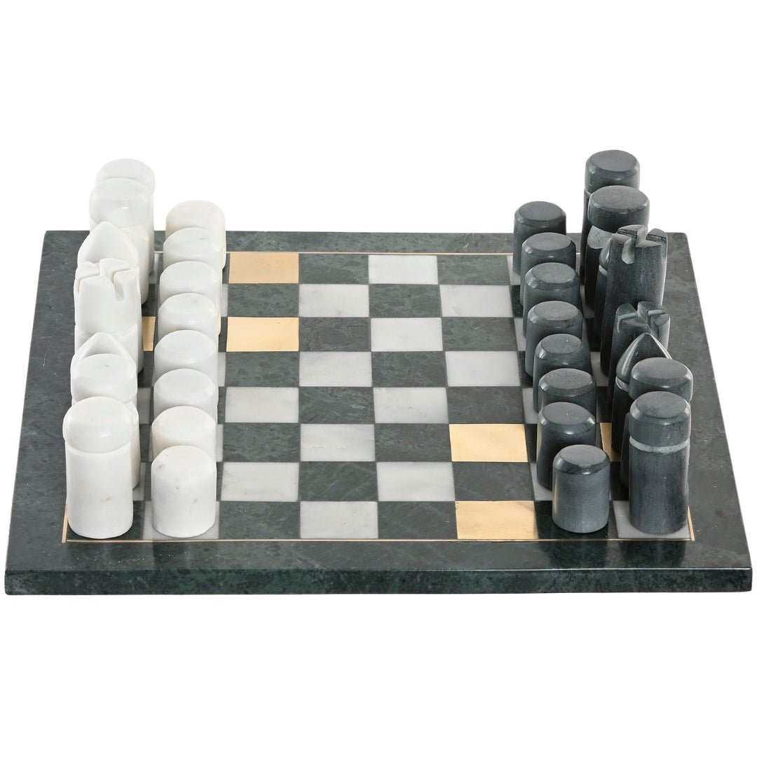 Black & Gold Marble Base Chess Set - LUXONAS