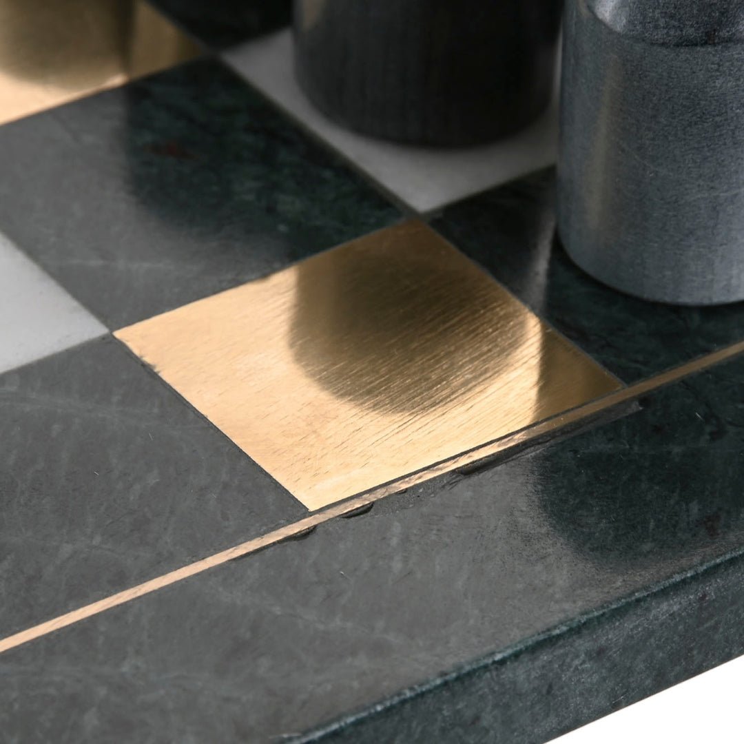 Black & Gold Marble Base Chess Set - LUXONAS