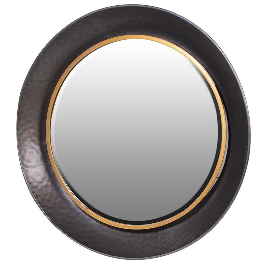 Black & Gold Round Wall Curved Mirror