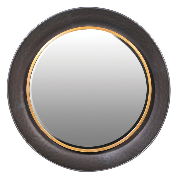 Black & Gold Round Wall Curved Mirror