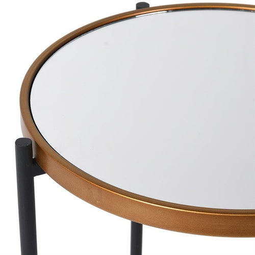 Black & Gold Small Mirror Top Side Table - LUXONAS