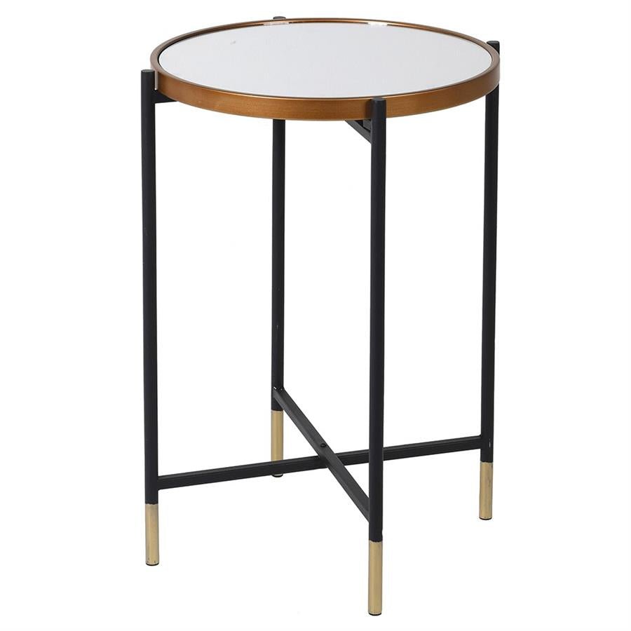 Black & Gold Tall Mirror Top Side Table - LUXONAS
