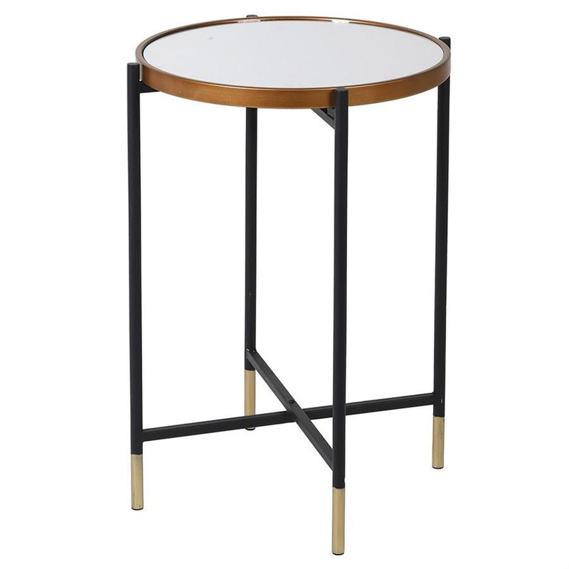 Black & Gold Tall Mirror Top Side Table