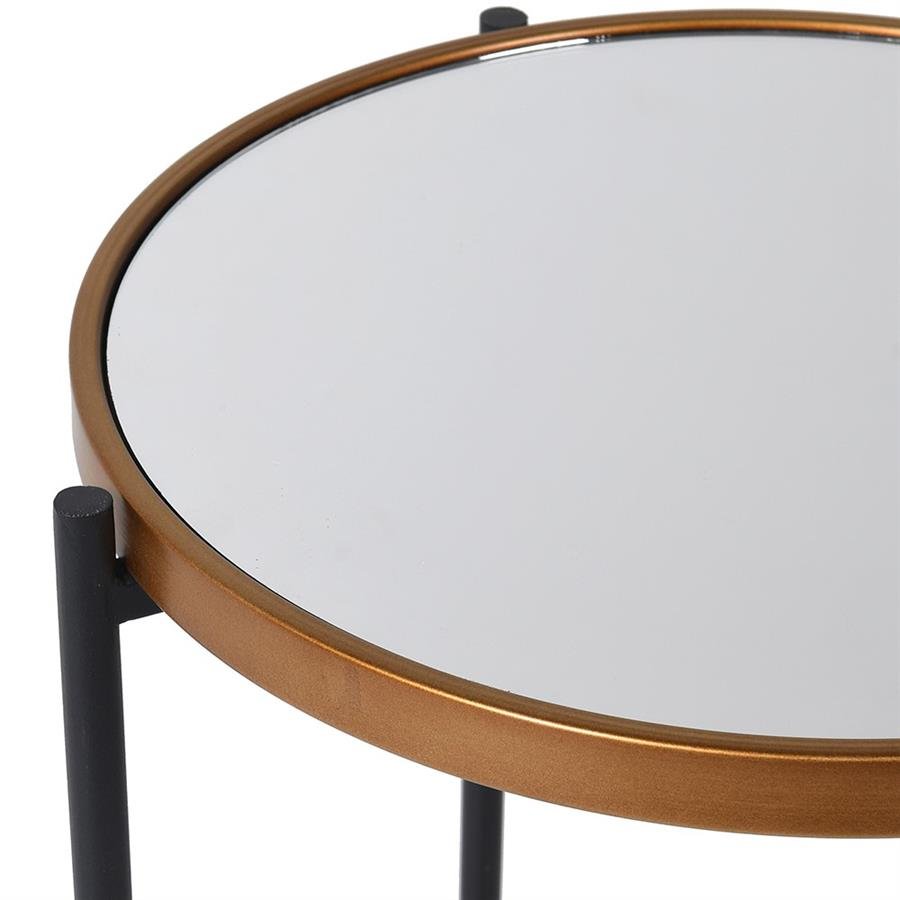 Black & Gold Tall Mirror Top Side Table - LUXONAS