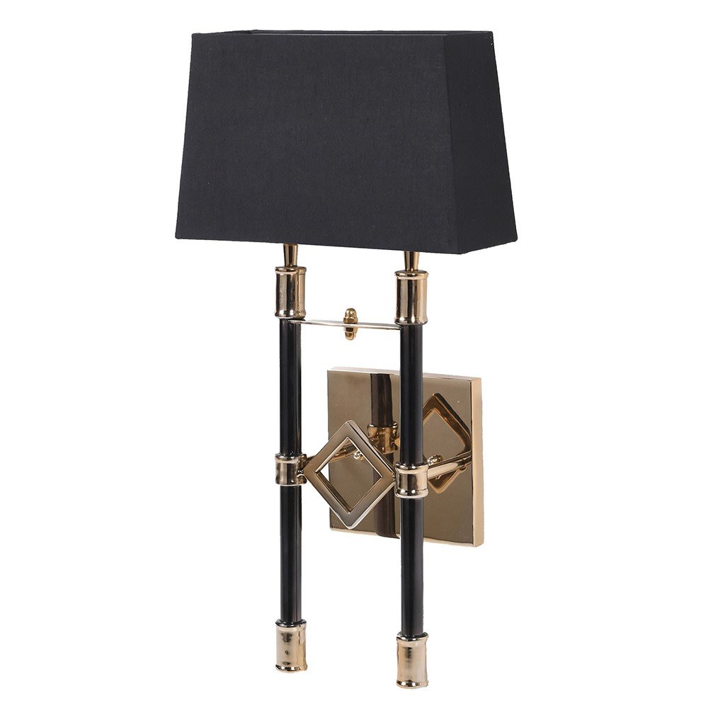 Black & Gold Wall Light with Linen Shade