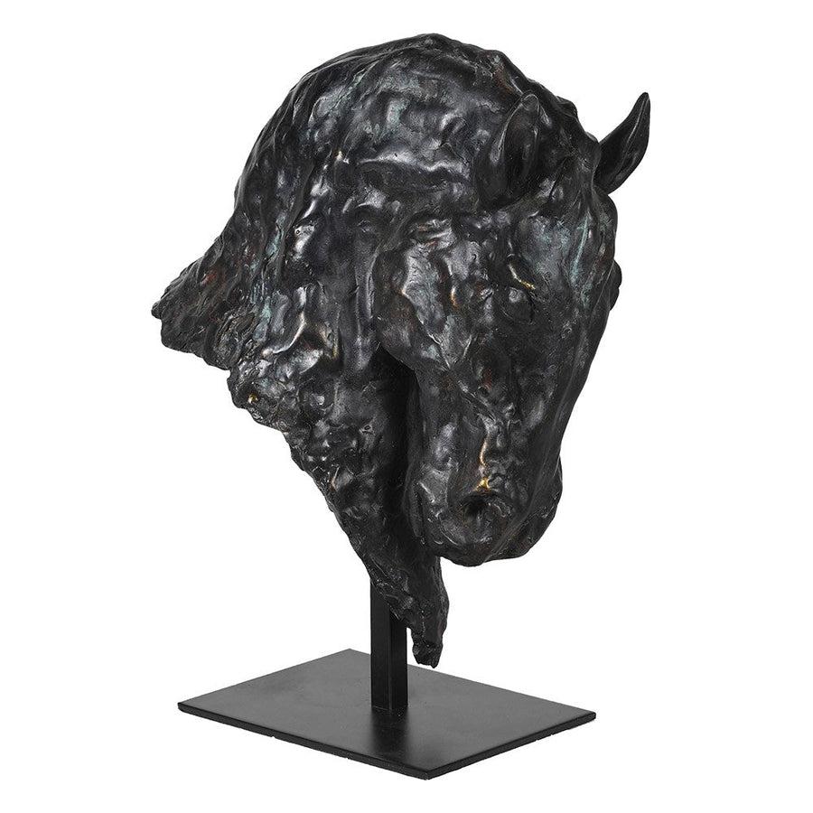 Black Horse Head On Plinth
