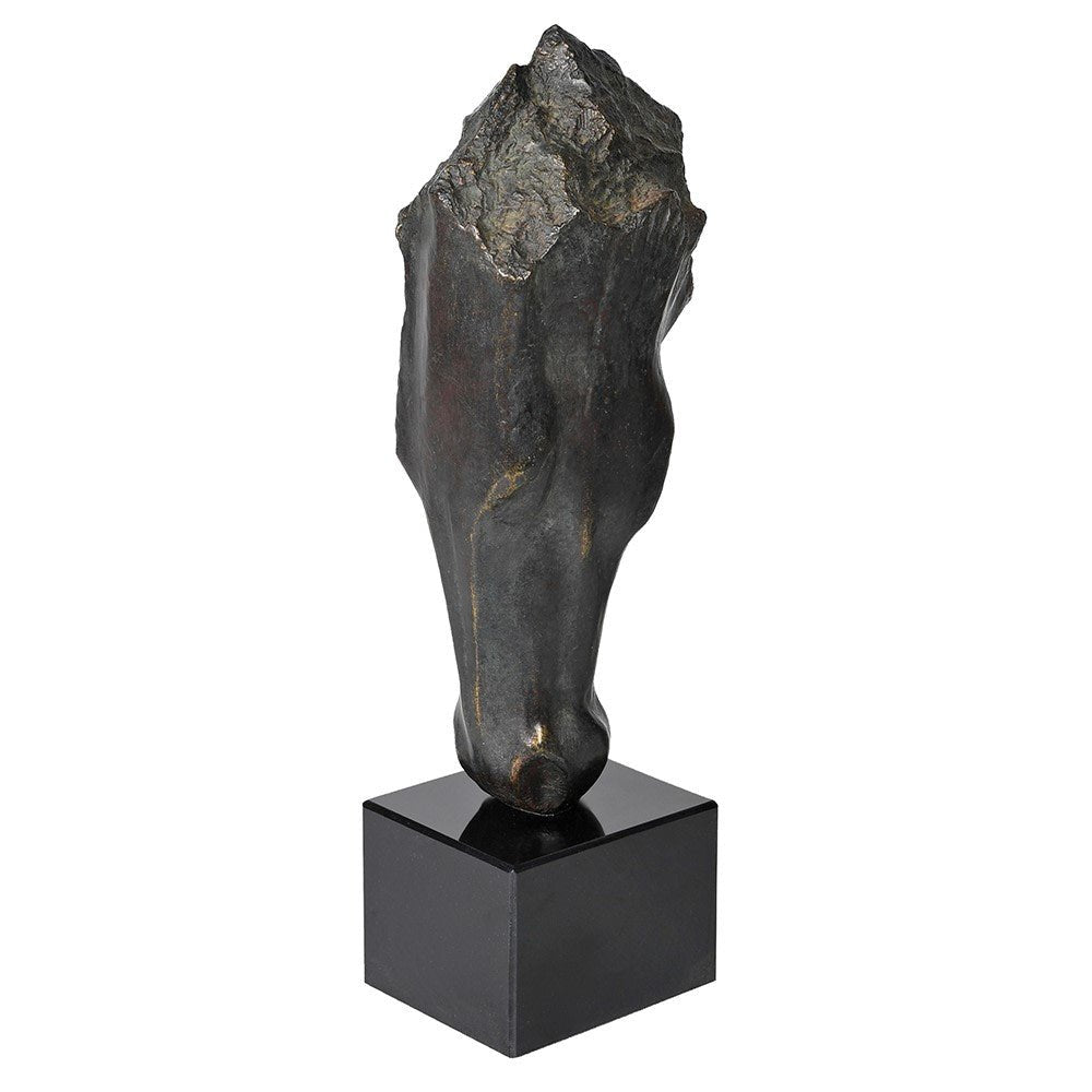Black Horse Head On Plinth - Elegant Decorative Sculpture
