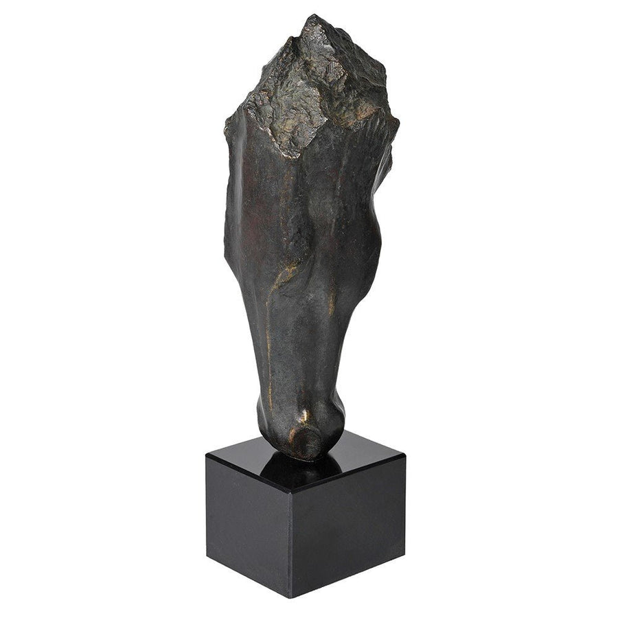 Black Horse Head On Plinth - Elegant Decorative Sculpture