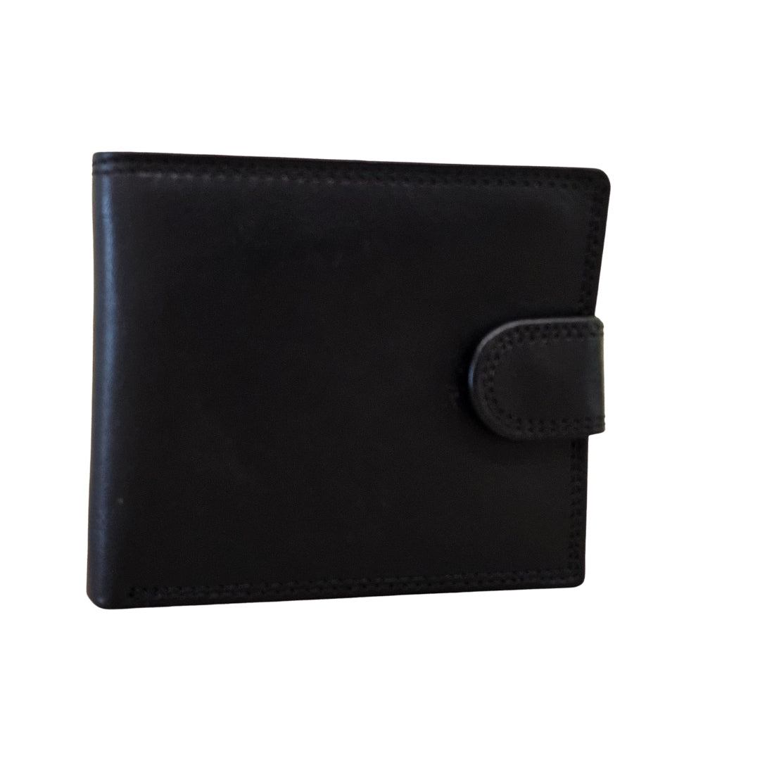 Black Leather Wallet w/Strap