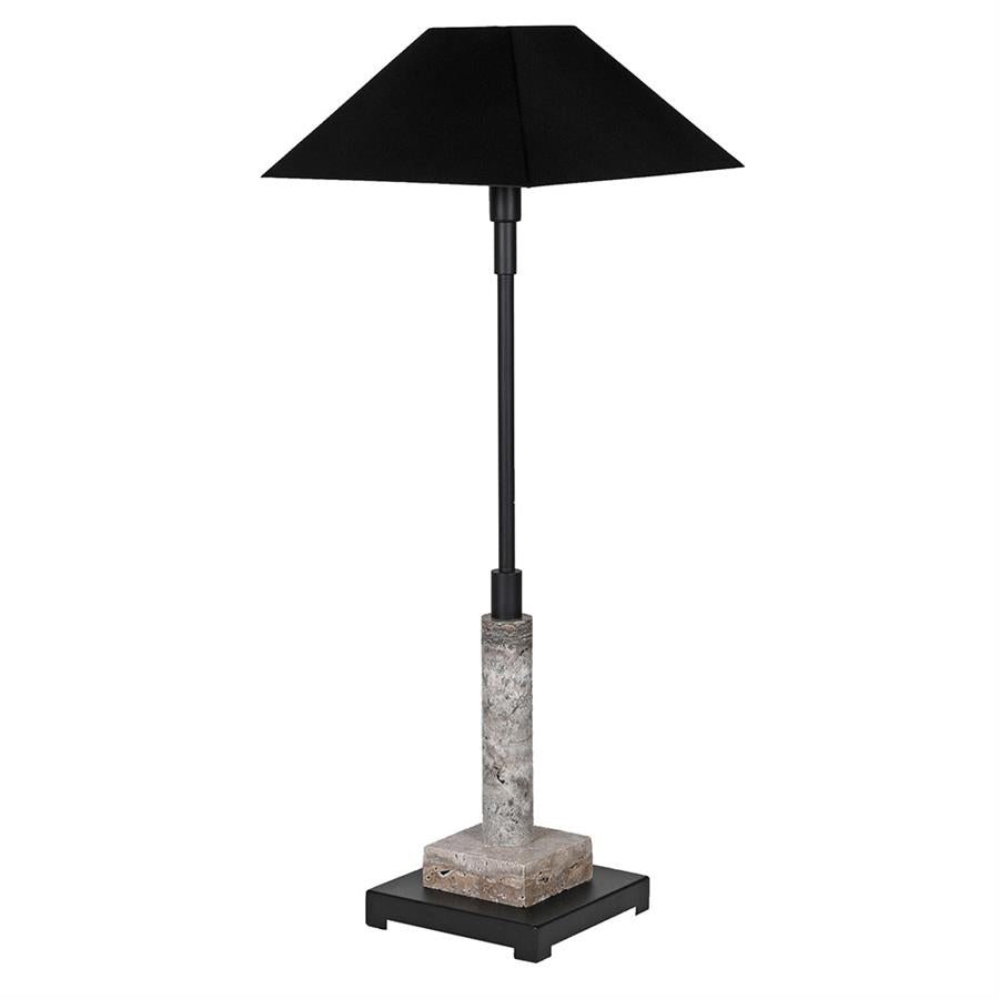 Black Marble Table Lamp with Metal Shade - LUXONAS