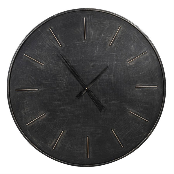 Elegant Black Metal Wall Clock - 90cm