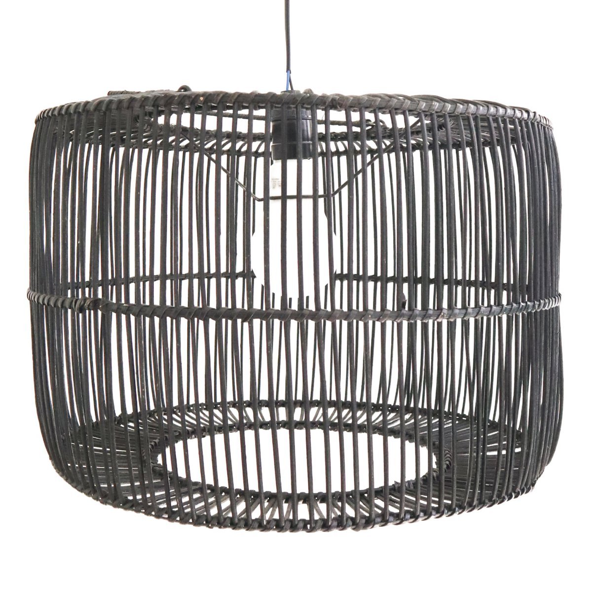 Black Rattan Lampshade Ceiling Pendant Handmade from Natural Fibres LIKU (2 sizes) - LUXONAS HOME