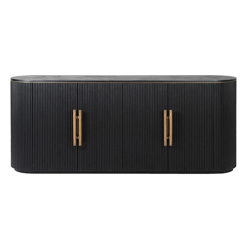 Black Ribbed 4 Door Sideboard - Elegant Storage Solution - LUXONAS