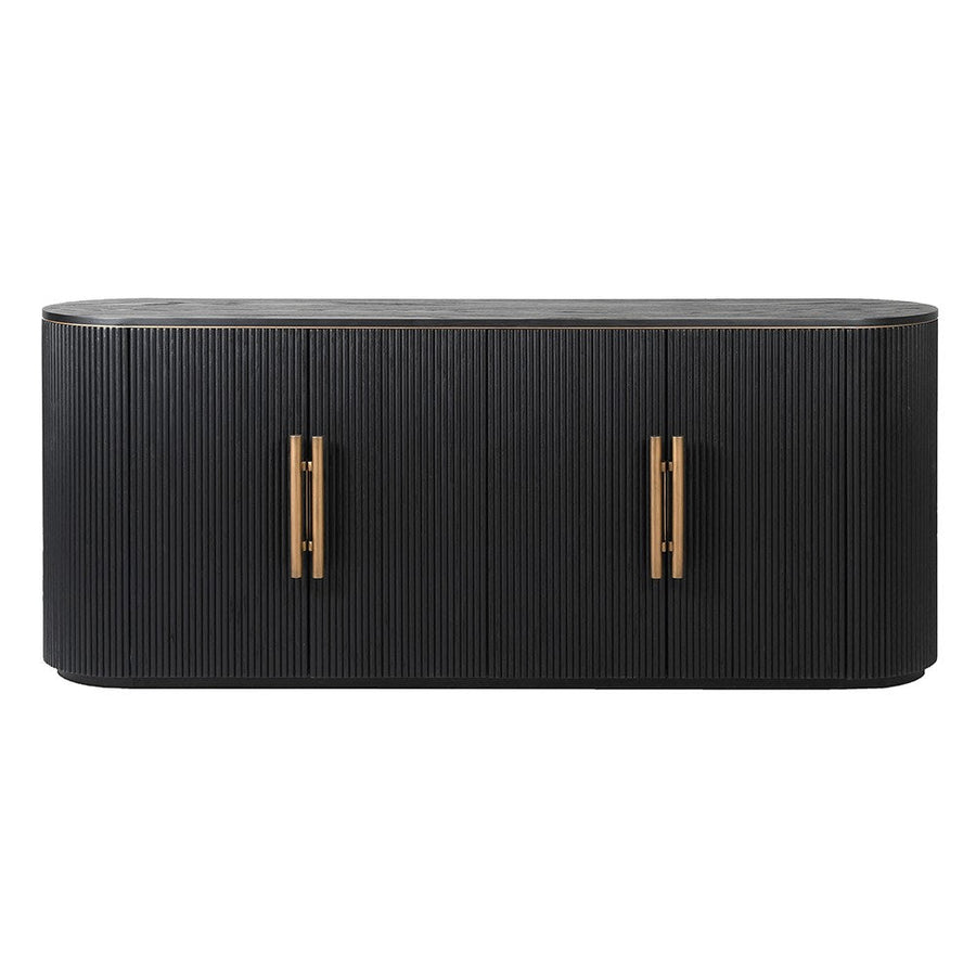 Black Ribbed 4 Door Sideboard - Elegant Storage Solution