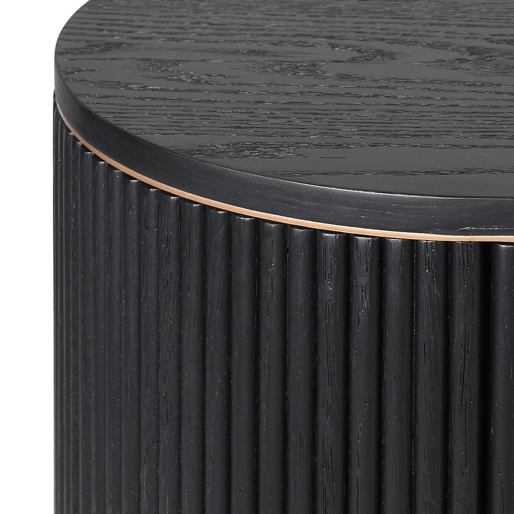 Black Ribbed 4 Door Sideboard - Elegant Storage Solution - LUXONAS