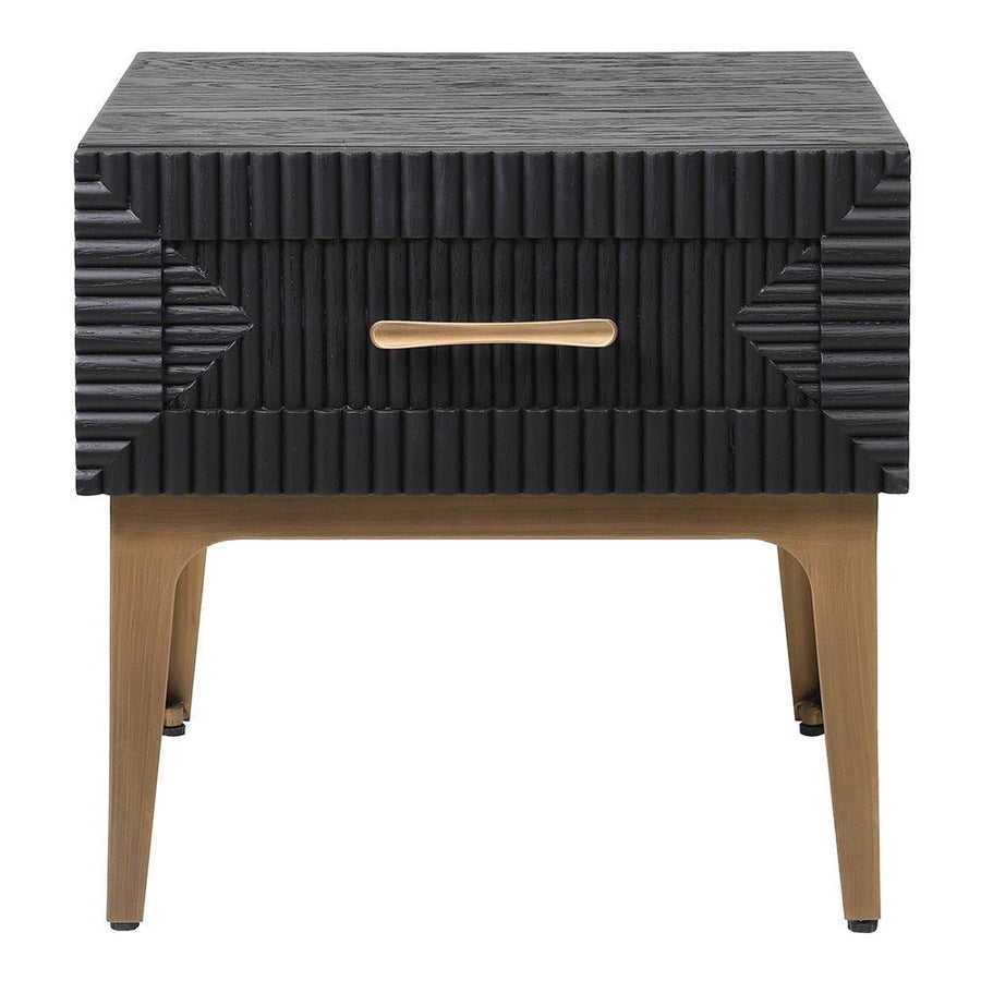 Black Slatted Single Drawer Bedside