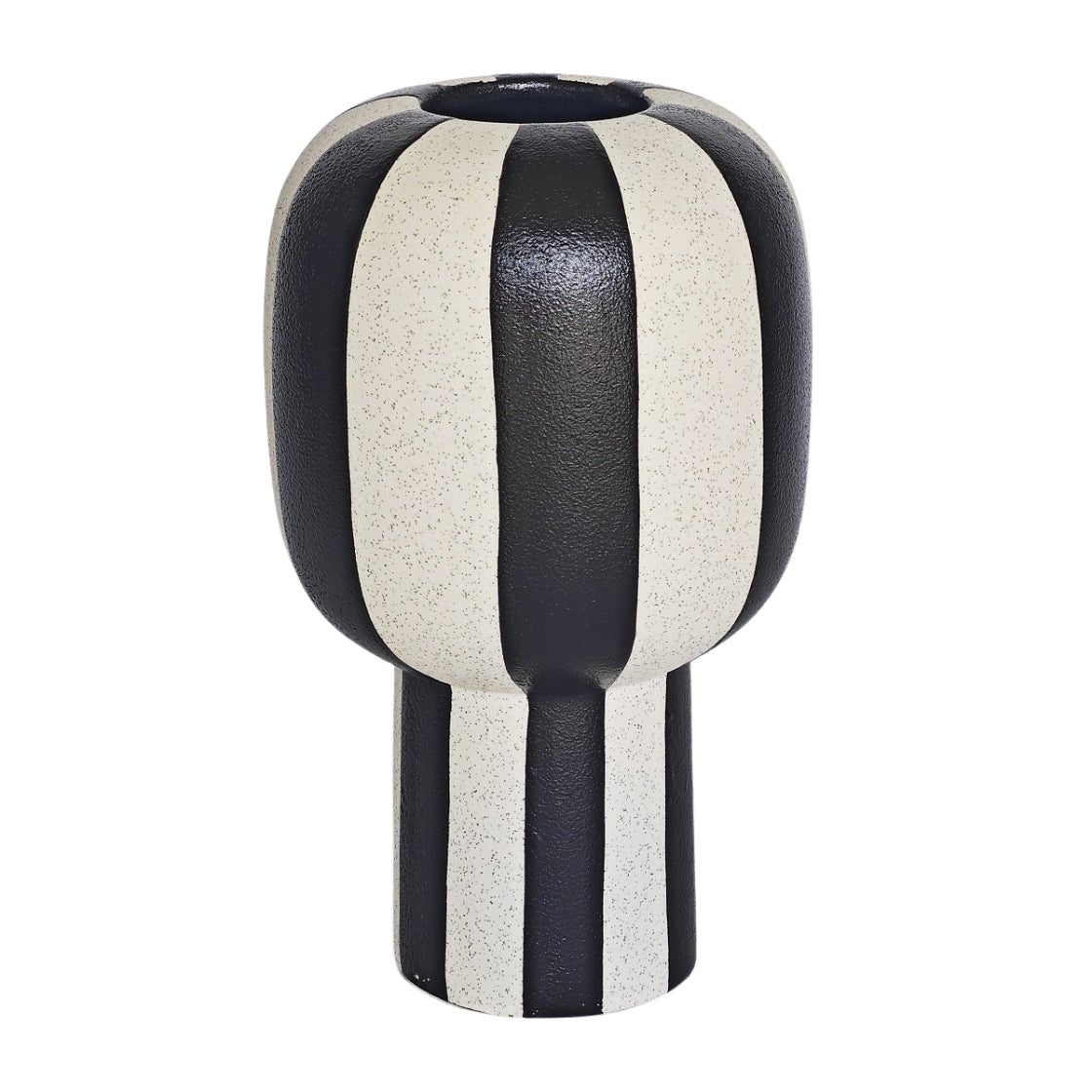 Black Striped Ceramic Vase - Modern Decorative Piece - LUXONAS