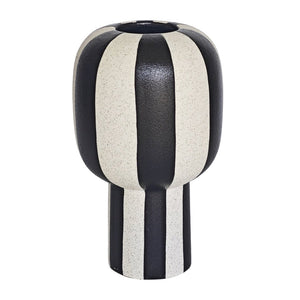 Black Striped Ceramic Vase - Modern Decorative Piece - LUXONAS