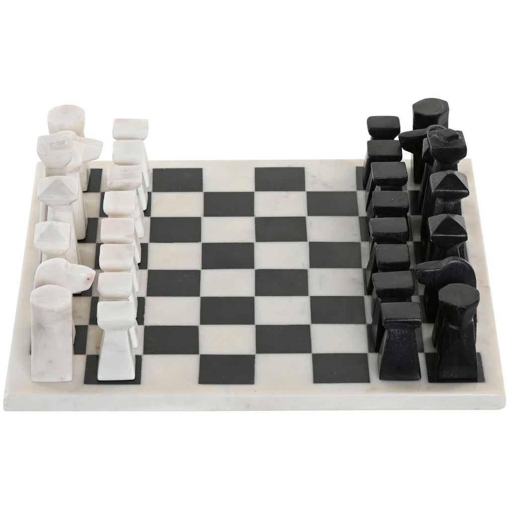 Black & White Marble Chess Set - LUXONAS