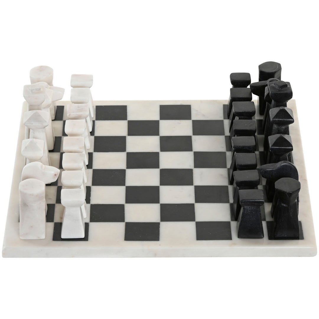 Black & White Marble Chess Set - LUXONAS