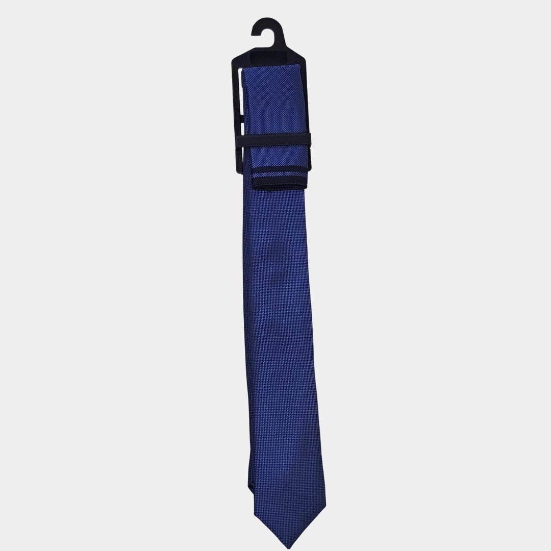 Black/Royal Blue Tie and Pocket Square Set for Sustainable Style
