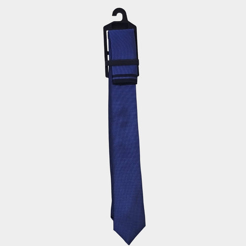 Black/Royal Blue Tie and Pocket Square Set for Sustainable Style