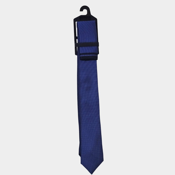 Black/Royal Blue Tie and Pocket Square Set for Sustainable Style