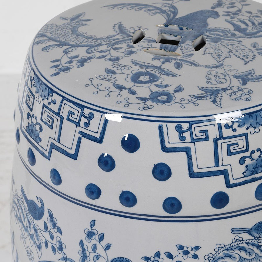 Blue Bird Ceramic Stool