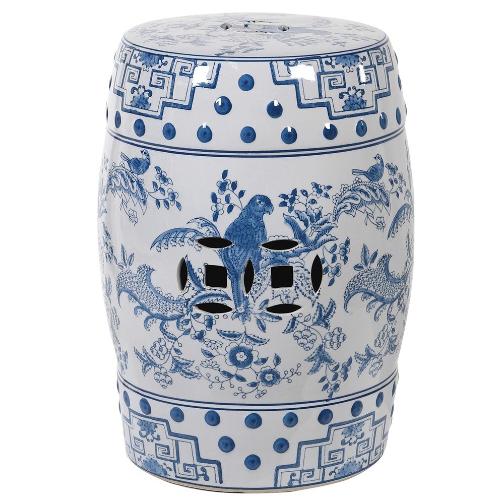 Blue Bird Ceramic Stool