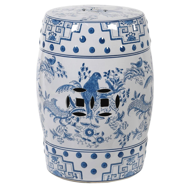 Blue Bird Ceramic Stool