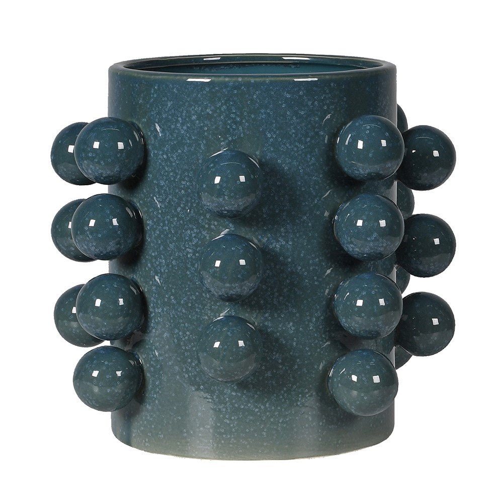 Blue Bobble Vase - Modern Aqua Ceramic Decor
