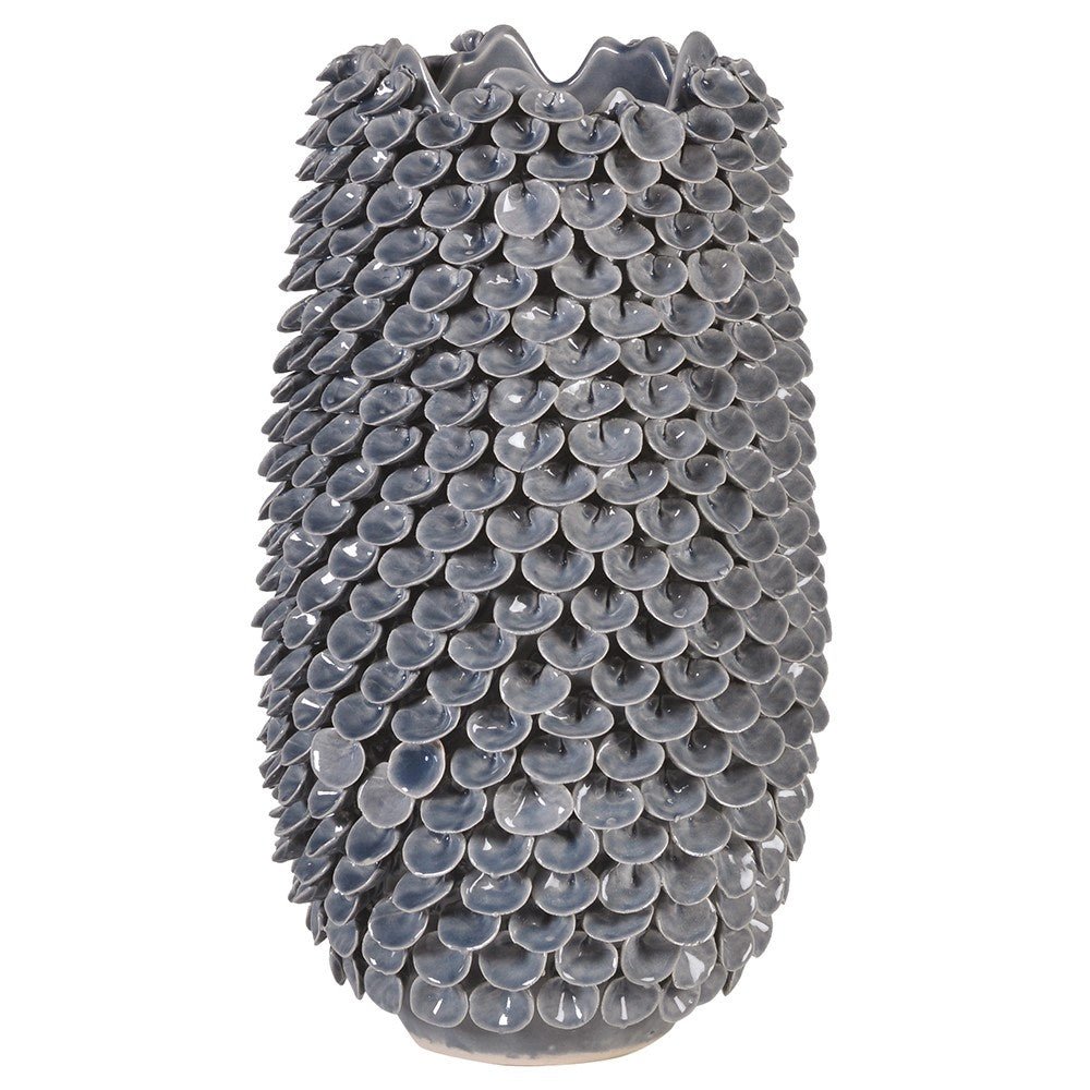 Blue Ceramic Leaf Vase – Elegant Home Decor - LUXONAS