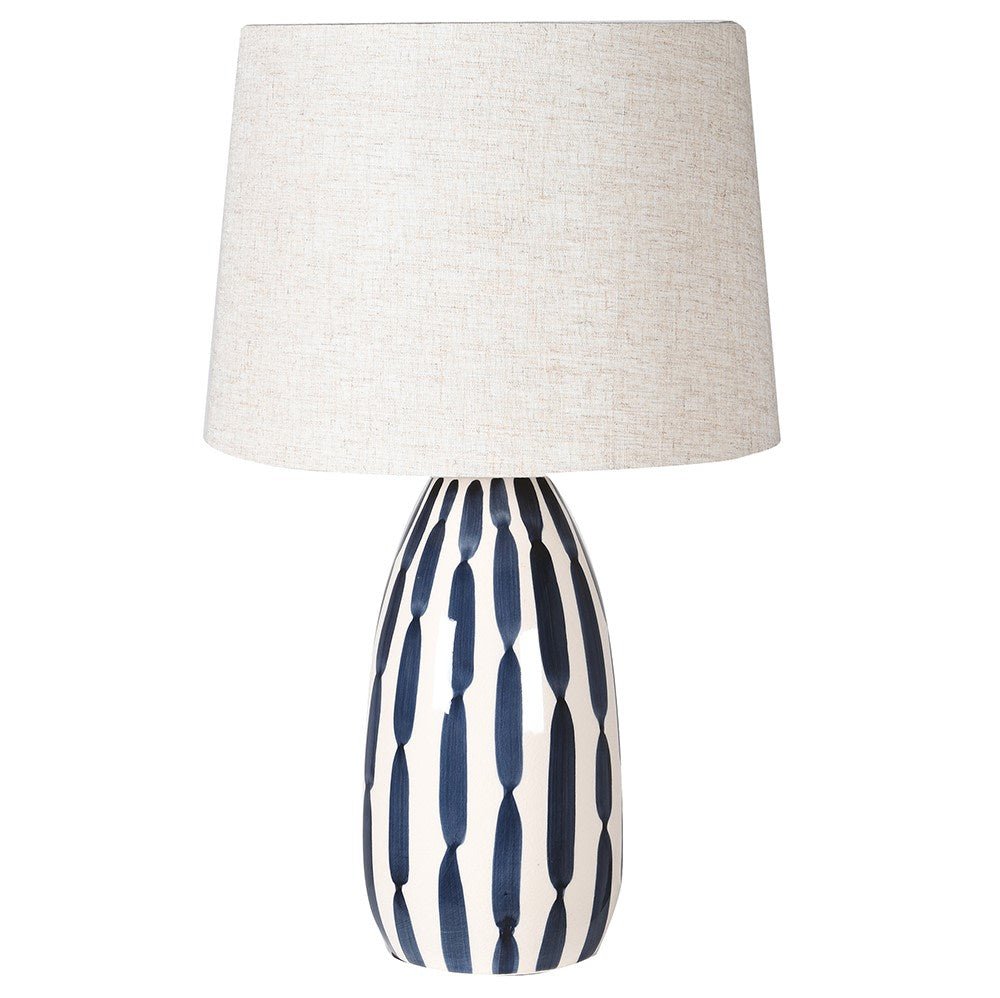 Blue & Cream Hand Painted Lamp - LUXONAS