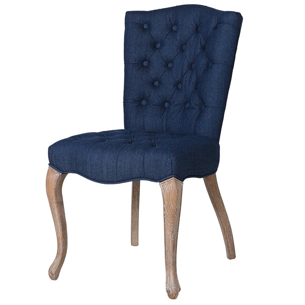 Blue Denim Button Dining Chair