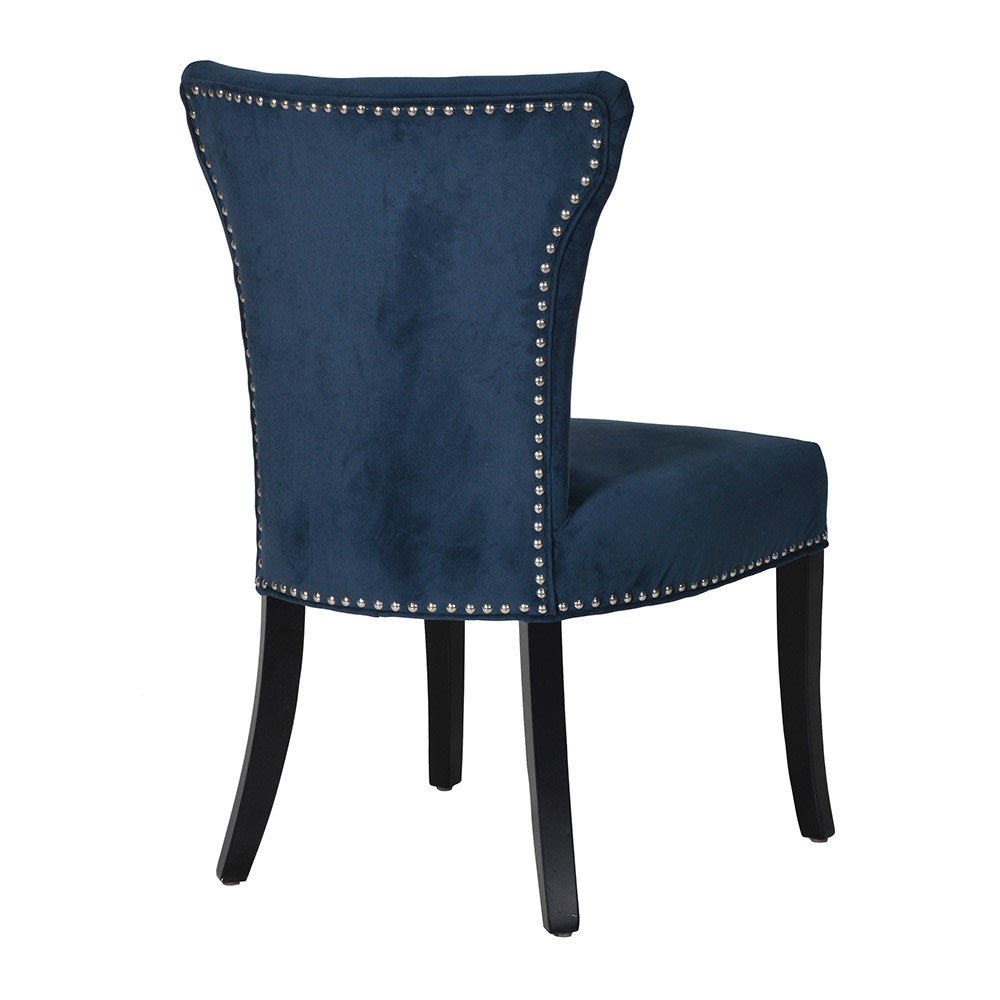 Blue Dining Chair with Silver Studs - LUXONAS