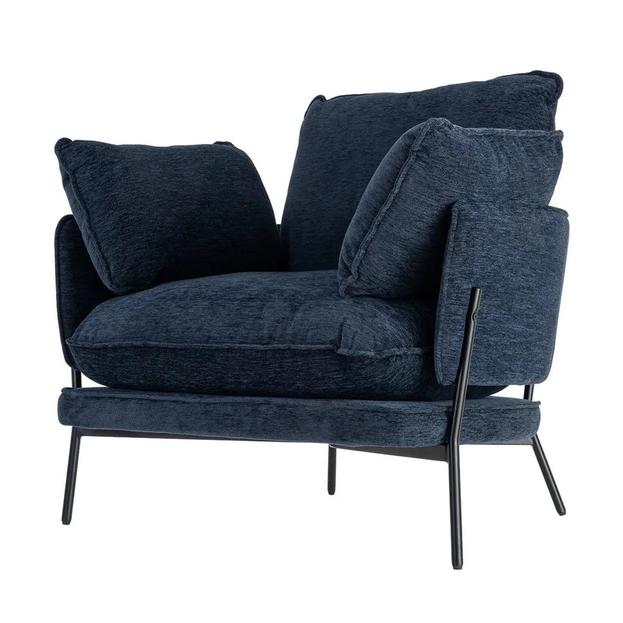 Blue Fabric and Metal Armchair