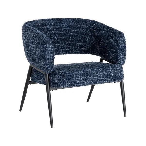 Blue Fabric and Metal Armchair