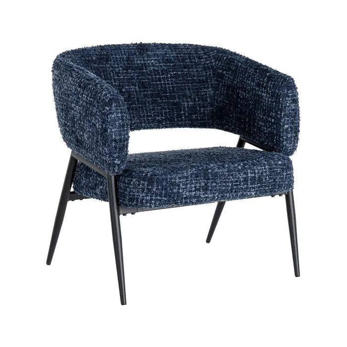 Blue Fabric and Metal Armchair