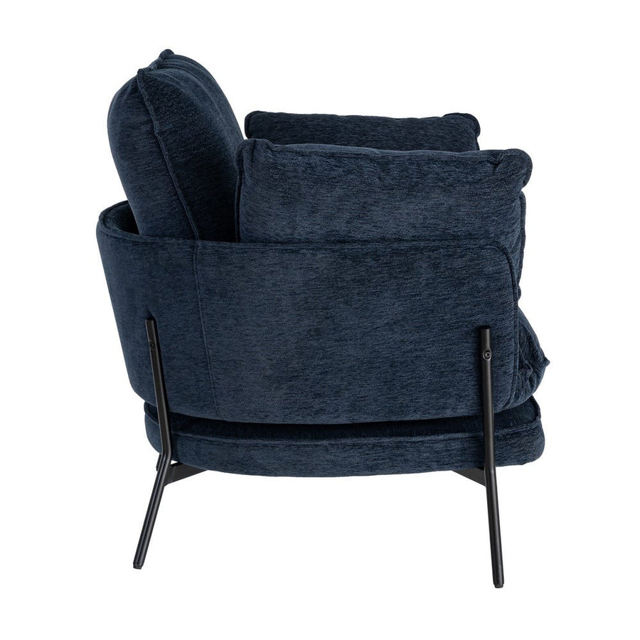 Blue Fabric and Metal Armchair
